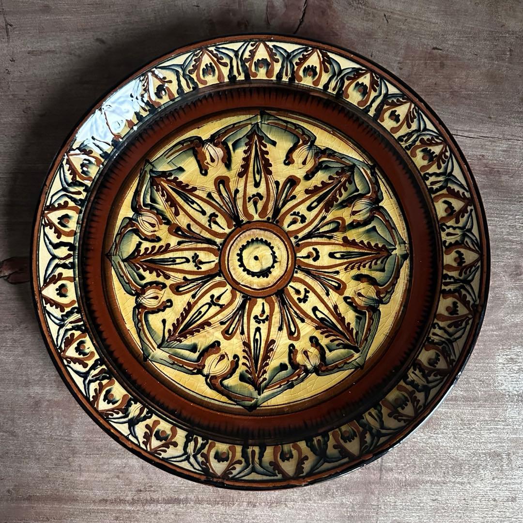 希少　ソビエト陶器　アラベスク模様　大皿　ロシア　焼き物　工芸品　陶磁器　D