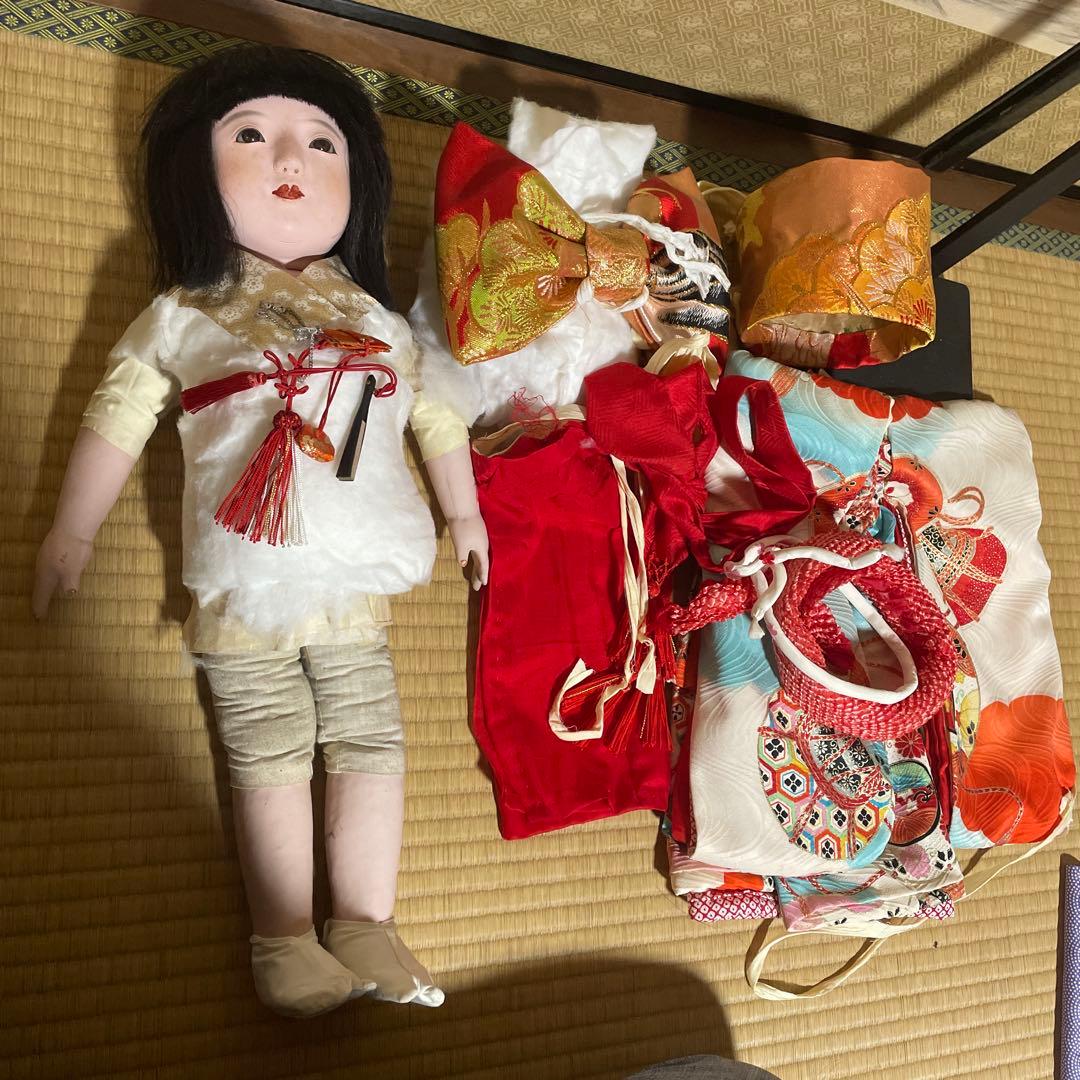 アンティーク・日本人形 市松人形 伝統的和装(着物を脱がせて作者確認済)