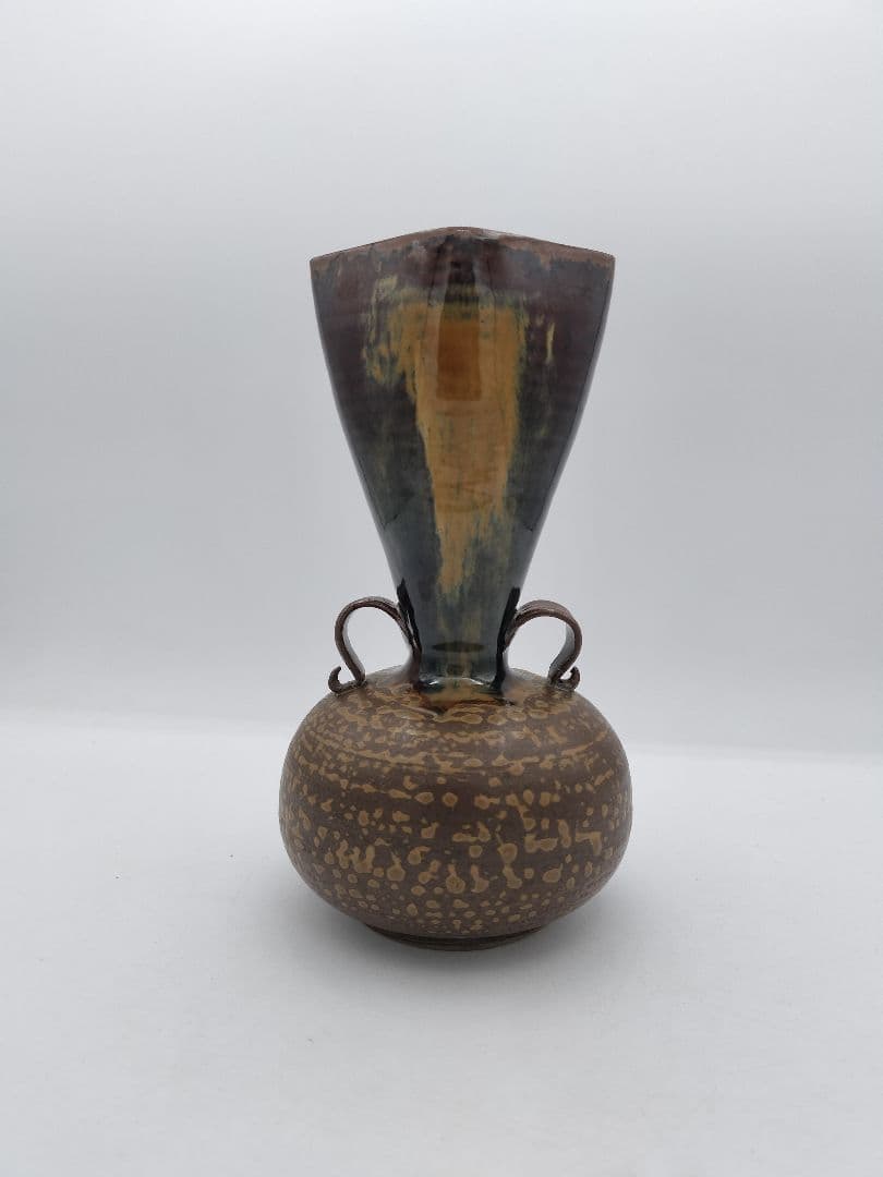 c438 花入 高取 笹耳 鬼丸碧山 木箱 茶道具 古物