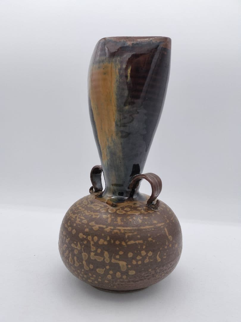 c438 花入 高取 笹耳 鬼丸碧山 木箱 茶道具 古物