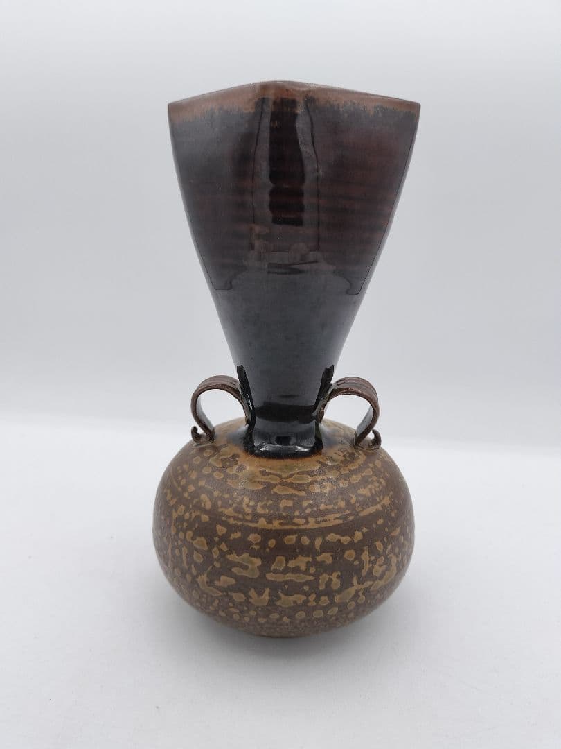 c438 花入 高取 笹耳 鬼丸碧山 木箱 茶道具 古物