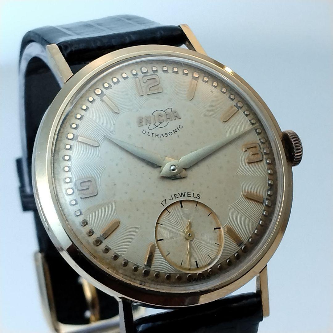 【1950s】ENICAR スモセコ OH済 ヴィンテージ腕時計