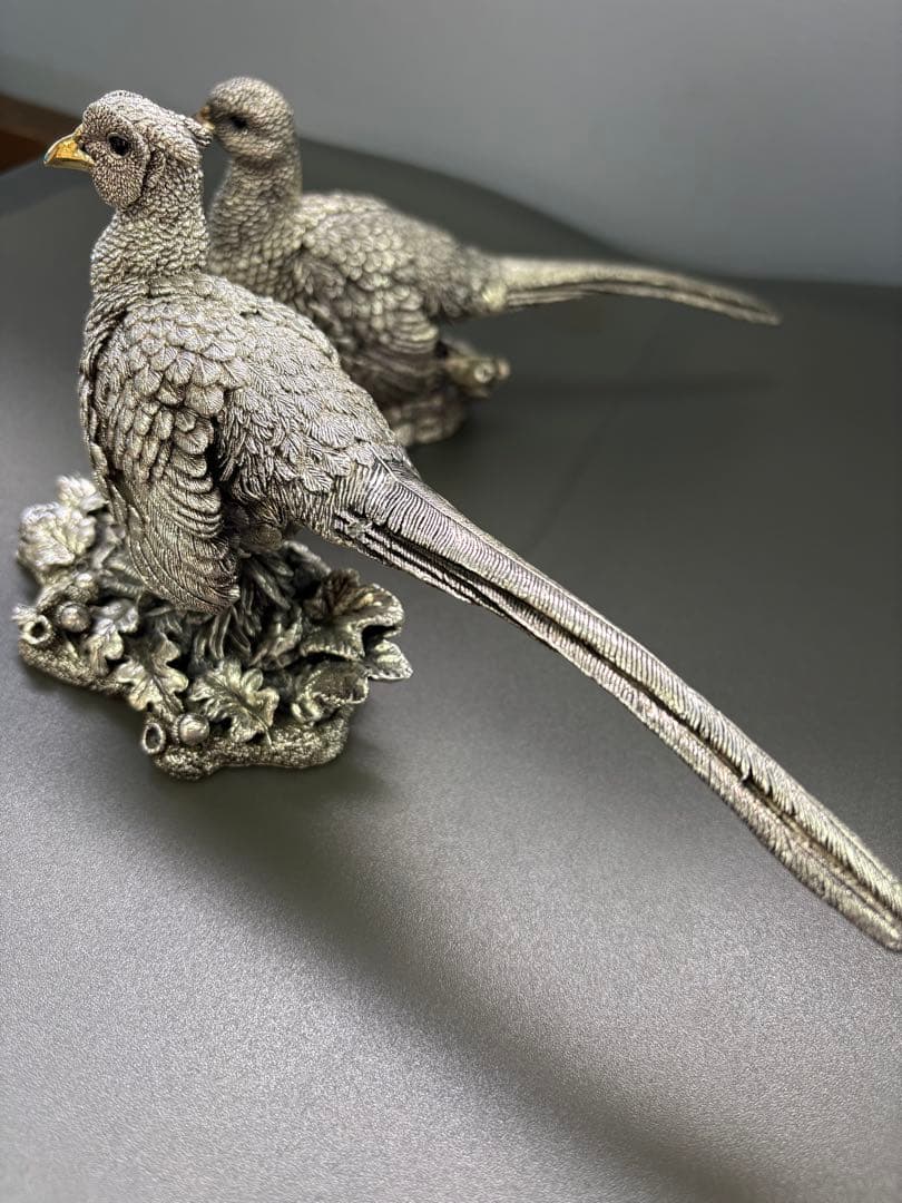 英国カントリーアーティスト社 純銀張彫刻 雄雌2体<No.1444>