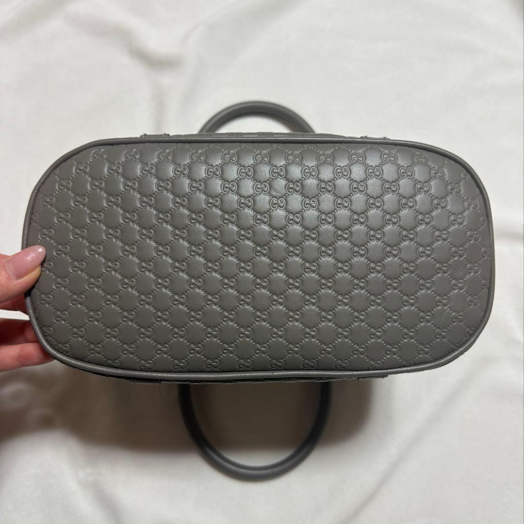 GUCCI マイクロシマ GG柄型押し レザー 2WAY ハンドバッグ　グレー