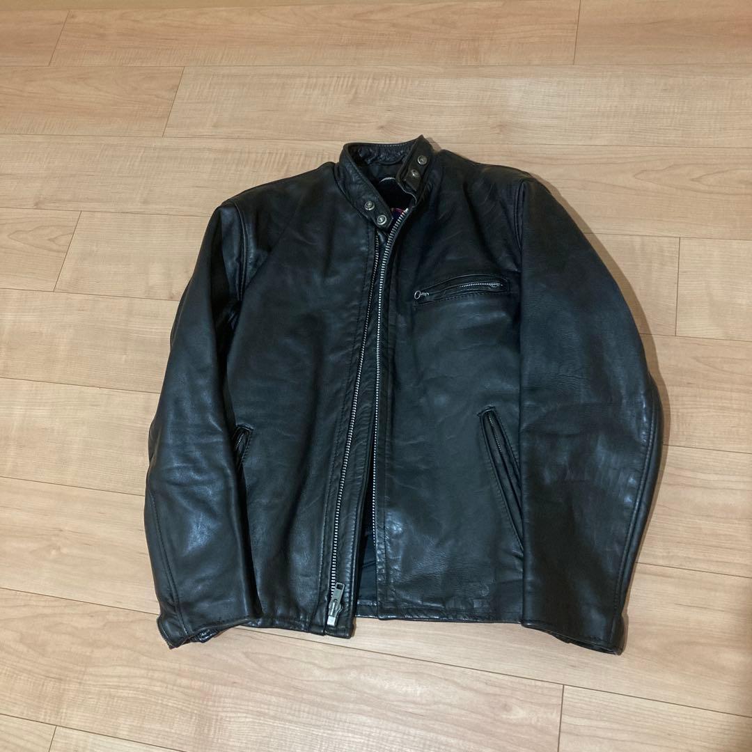 とよSchott ブラックレザーシングルライダース 38