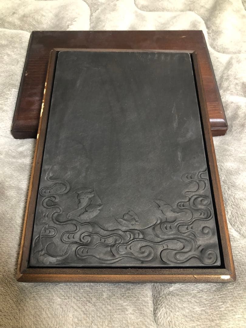 硯 雲蝠紋 旧端溪硯　すずり 青花 文房四寶 書道用品 端渓硯 骨董