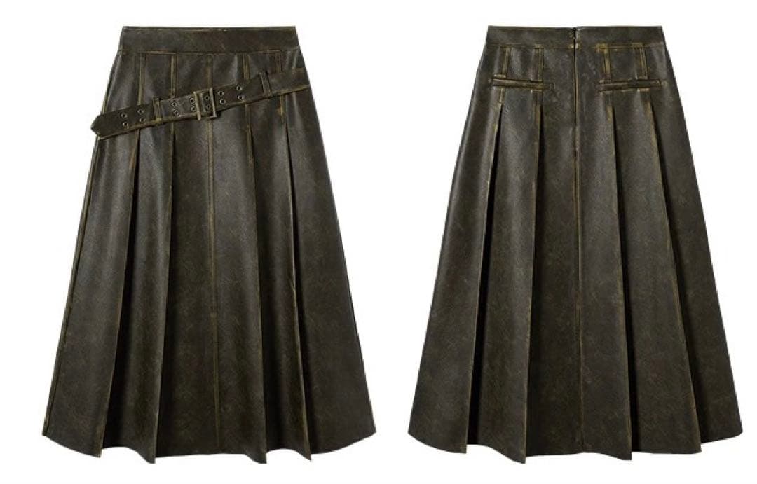 【CHICPARK】Vintageメタリック加工フェイクレザープリーツスカート