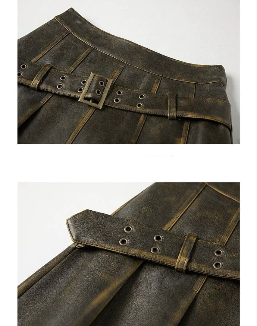【CHICPARK】Vintageメタリック加工フェイクレザープリーツスカート