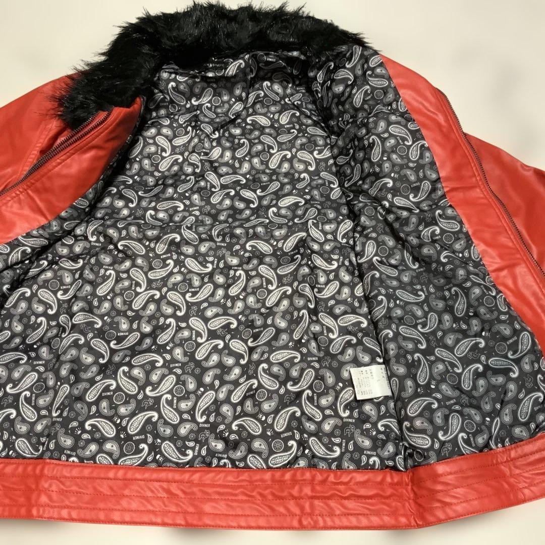 ディバイナー DIVINER フェイクファー付きPUレザーシングルライダース