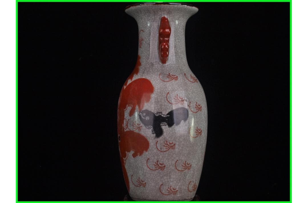 中国 清時代　在銘手描き花瓶 美術品　激安骨董品 DE951B21-3