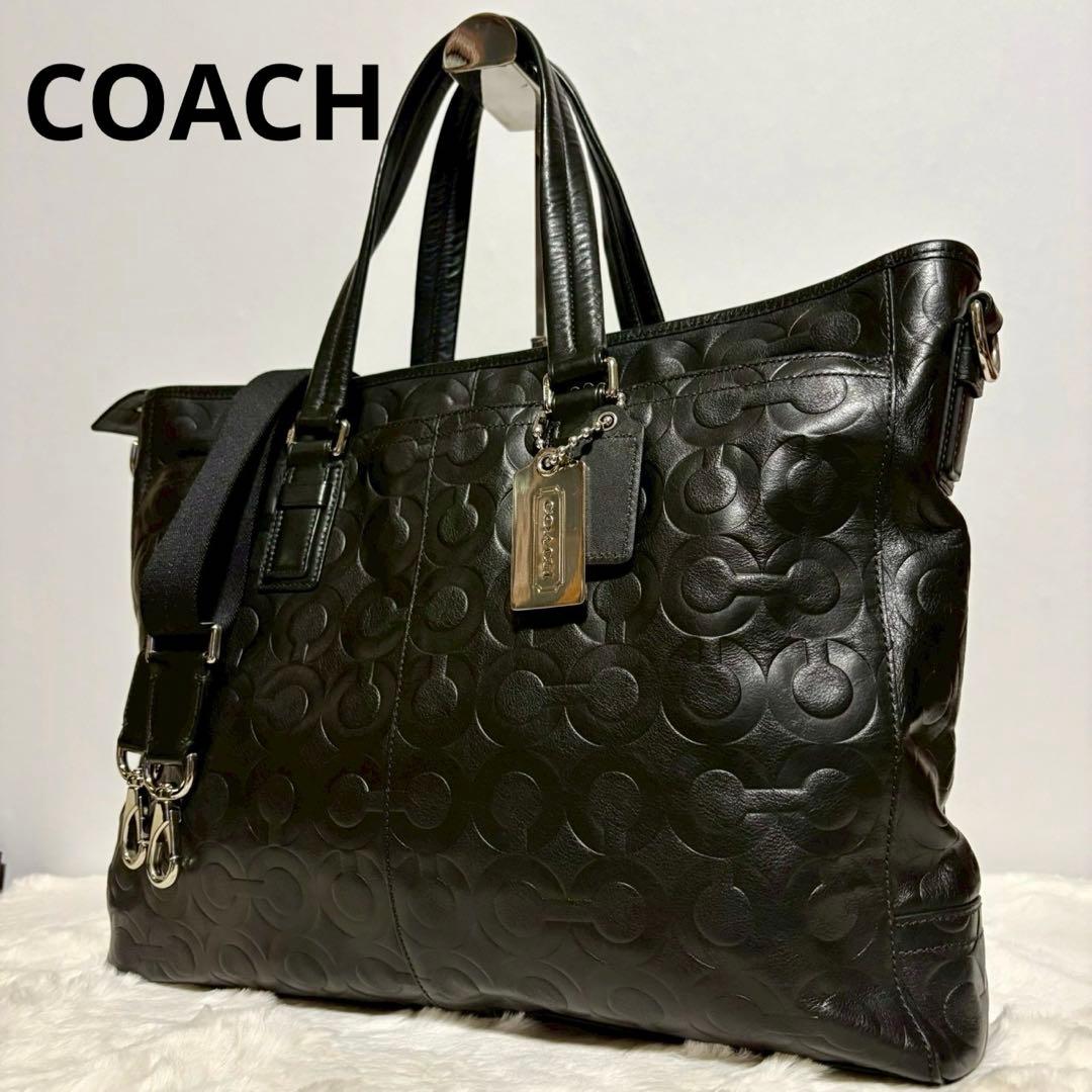 【美品】COACH コーチ70253 オプアートビジネスバッグ　2way A4