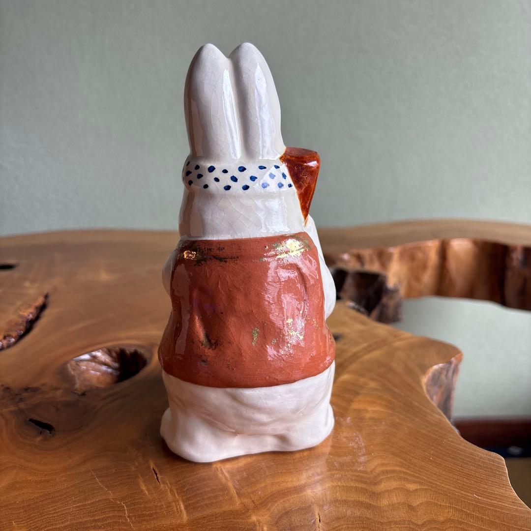 六兵衛窯 兎年 「擣兎」うさぎ 干支置物 清水焼 陶芸 たち吉 共箱