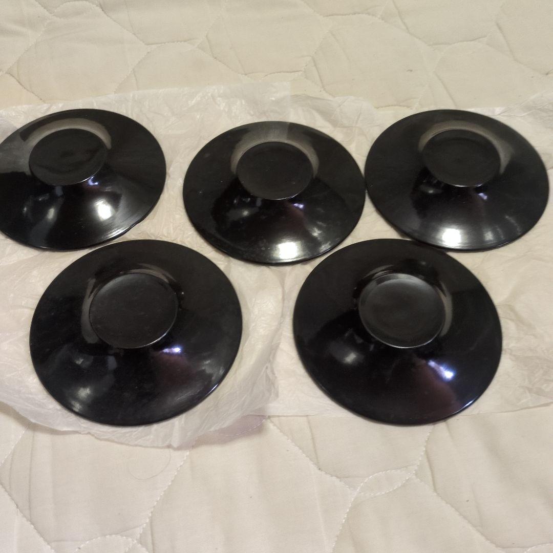 ★新品　昭和レトロ 木製 津軽塗 漆塗り 茶托　銘々皿 小皿 5個　12ｃｍ