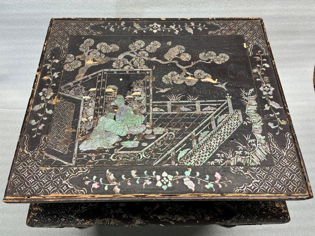 螺鈿細工　飾台　香炉台　花台　江戸時代　古美術