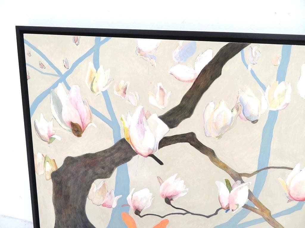 真作保証　荻野 夕奈　白木蓮　油彩　油絵　アート　芸術　絵画