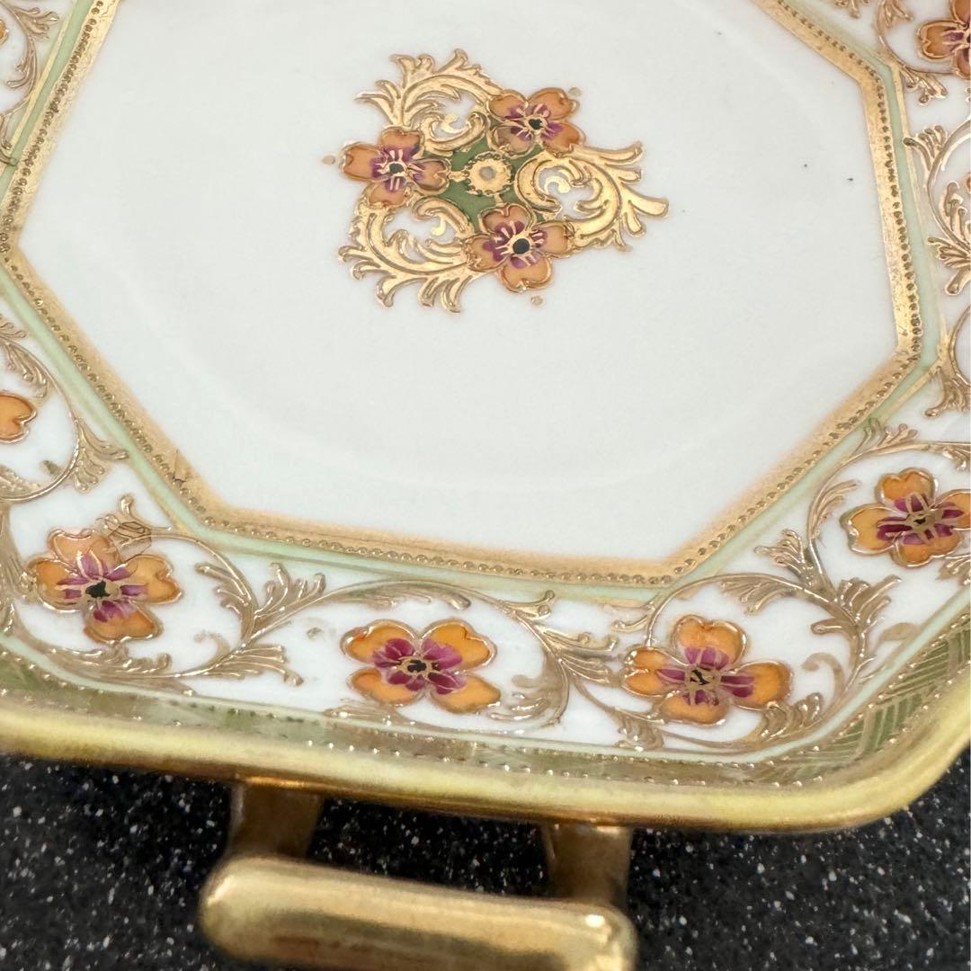 オールドノリタケ RC-Nippon印 取手付き八角皿 金盛 ヴィンテージ