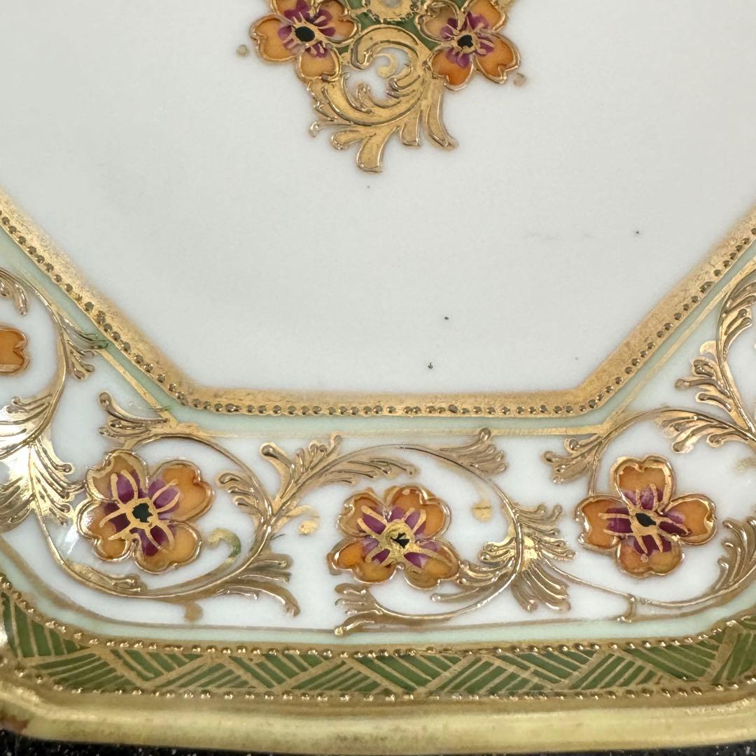 オールドノリタケ RC-Nippon印 取手付き八角皿 金盛 ヴィンテージ