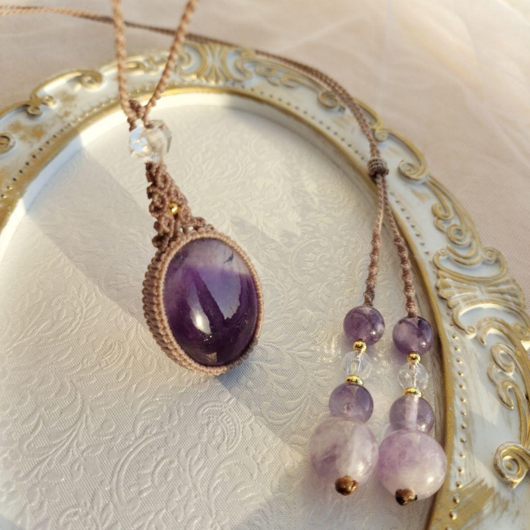 ファントムアメジスト　マクラメ編みネックレス他1点同梱