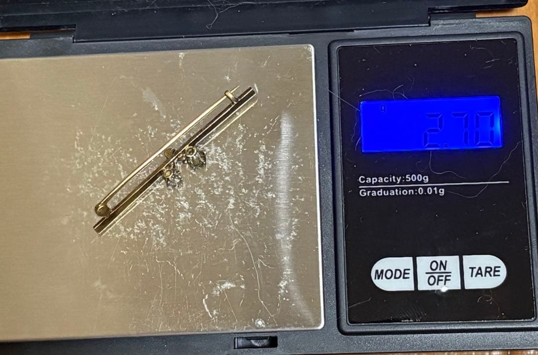 【最終】K18 750 ブローチ　メレダイヤ　シトリン