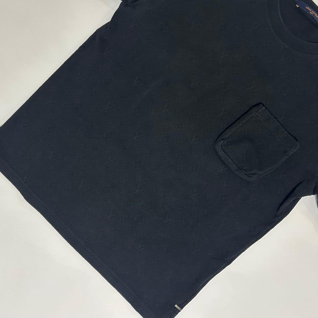 美品 LOUIS VUITTON モノグラムジャカード ポケットTシャツ 黒 M