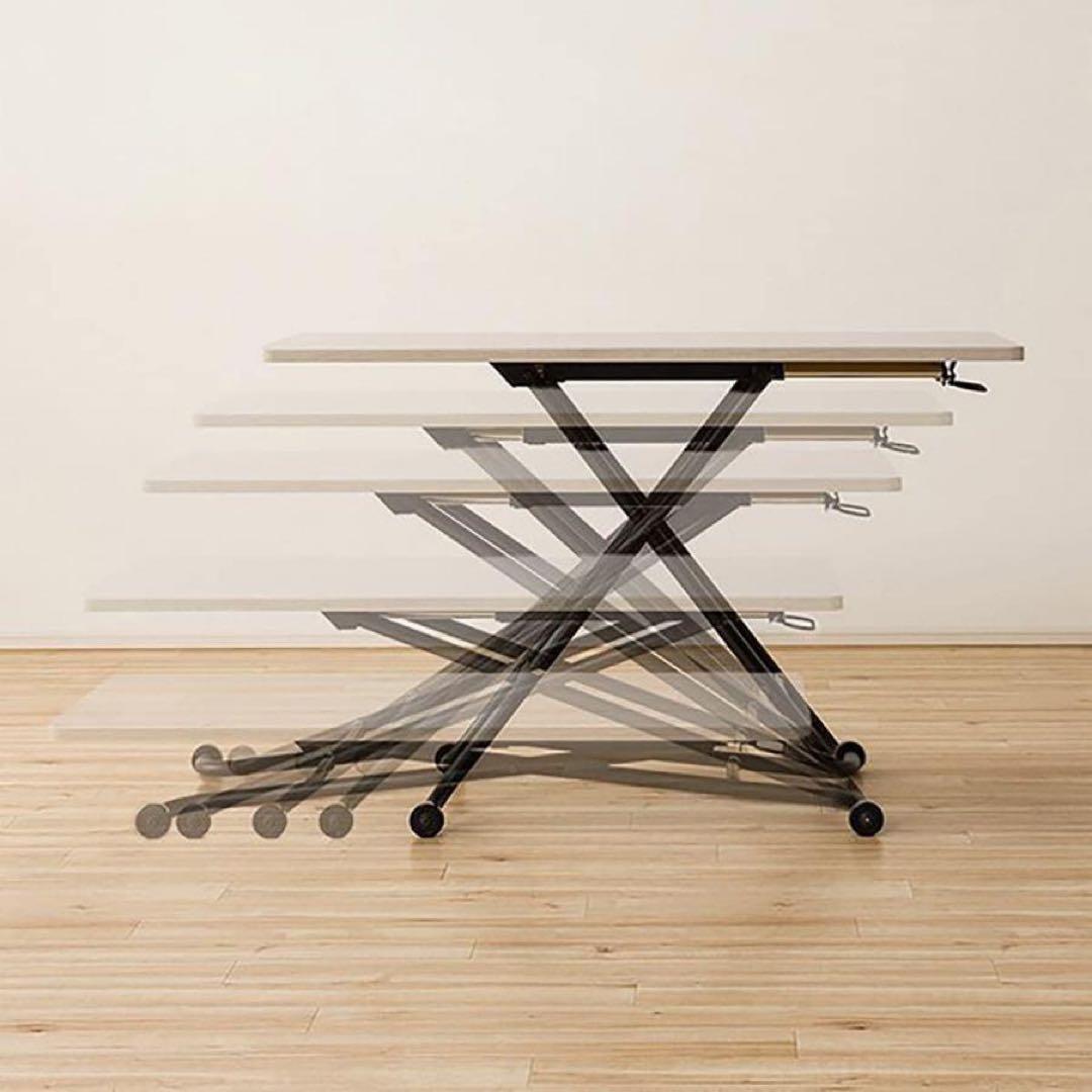 【美品】ニトリ　昇降センターテーブル　(ライザN WW/BK)