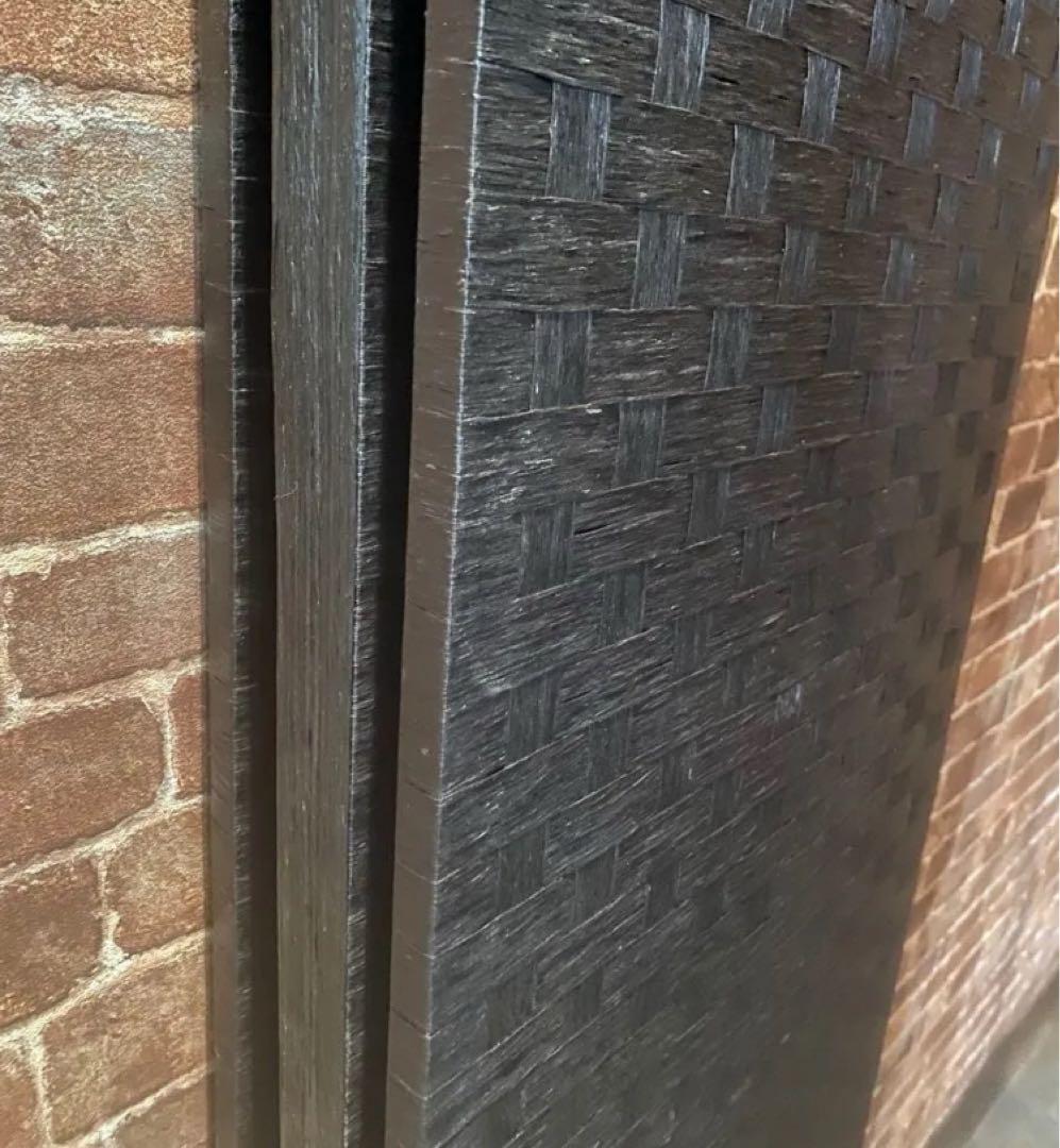 パーテーション4連 ブラックW178xH180cm 間仕切り 折り畳み 編み込み