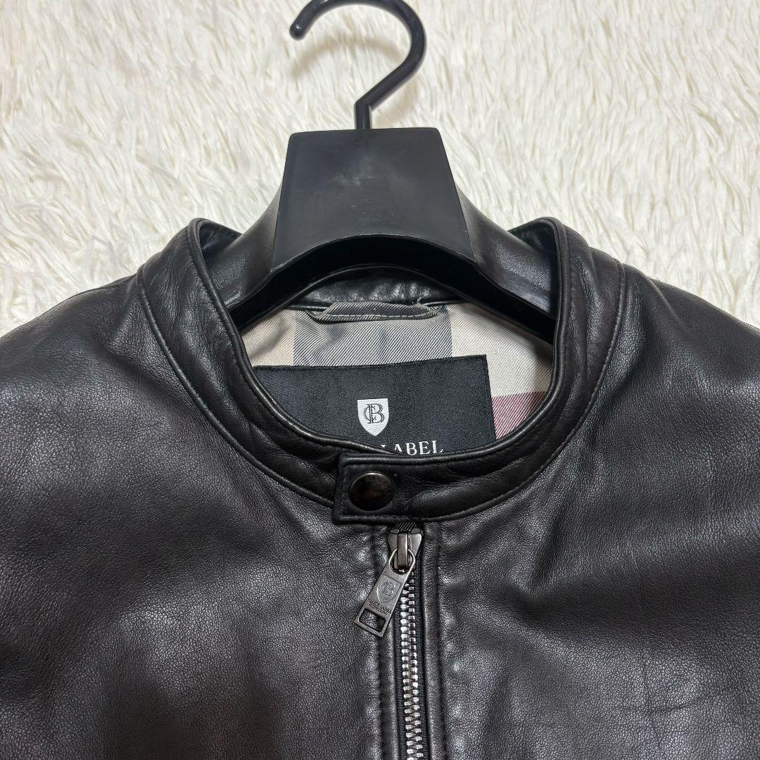 ブラックレーベルクレストブリッジ ラムレザー シングルライダースジャケット