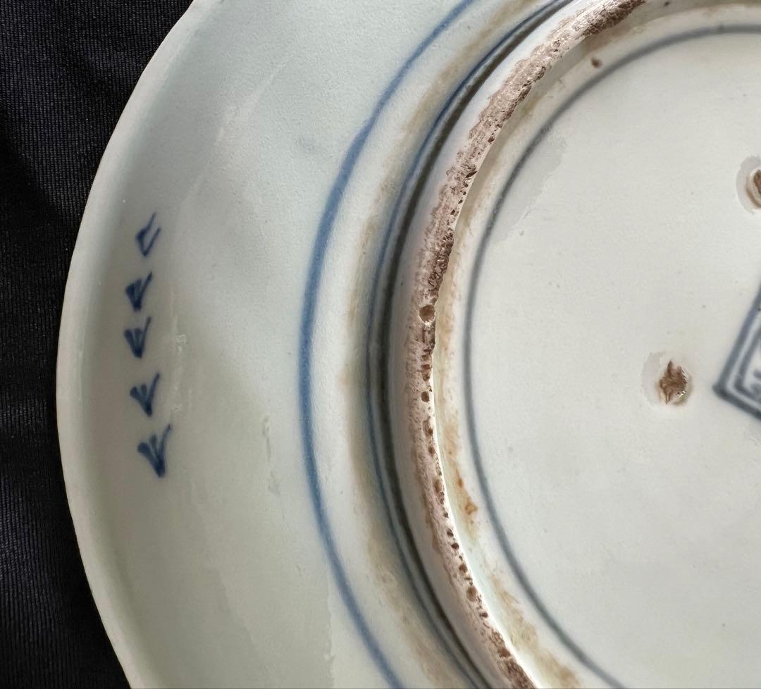 古伊万里 染付松図中皿 江戸中期頃 箱付き 骨董品 年代物 アンティーク