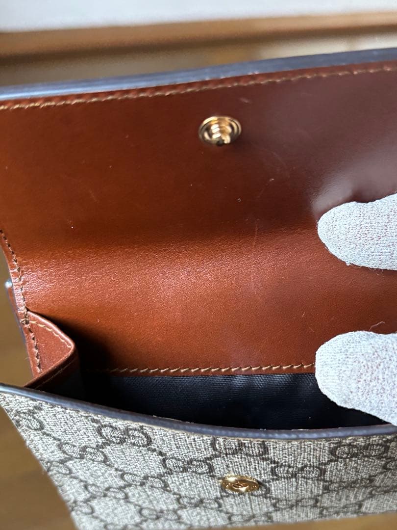 GUCCI 二つ折り財布 GGパターン ブラウン