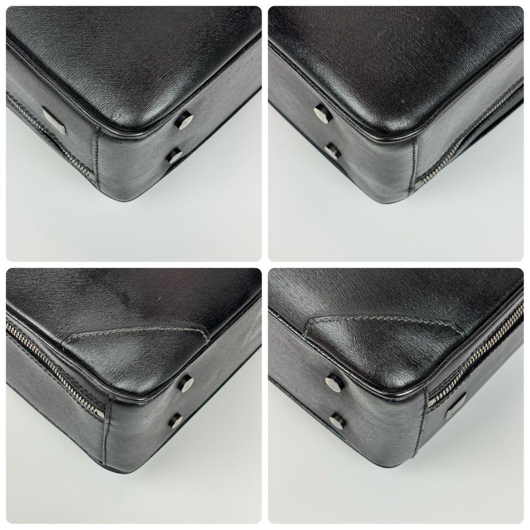 美品✨ダンヒル オールレザー ビジネスバッグ 自立 2層 A4収納 ロゴ 黒