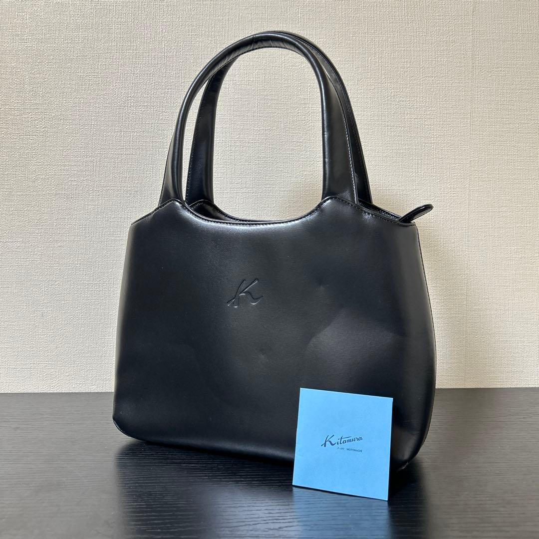 極美品♡kitamura フォーマルハンドバッグ　レザー　ブラック　お受験　式典
