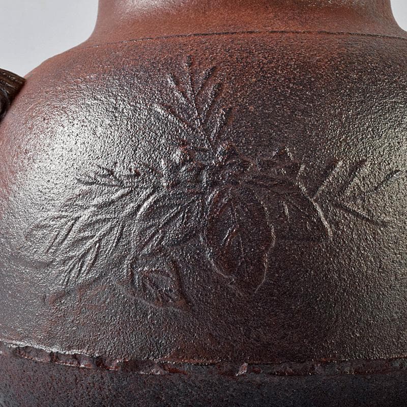 茶道具　人間国宝　釜師　高橋敬典作　桐地紋　真形釜　共布共箱　V　R8334B