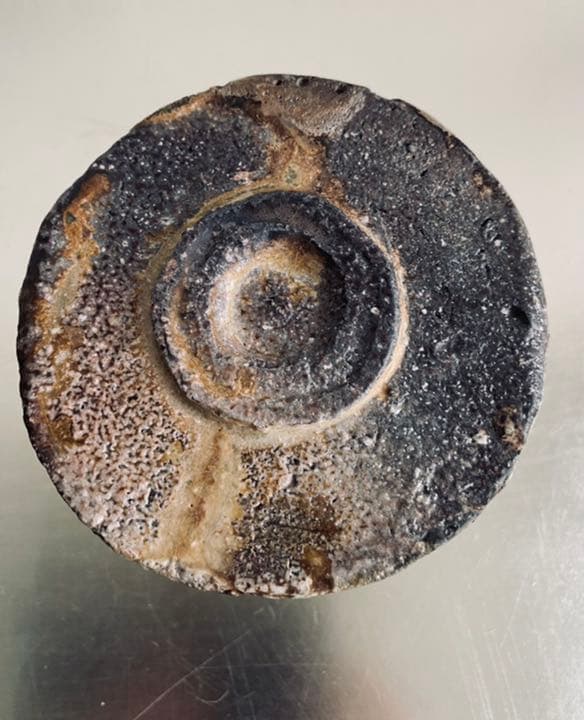 岸野寛　焼〆窯変筒茶碗　京都思文閣個展　共箱