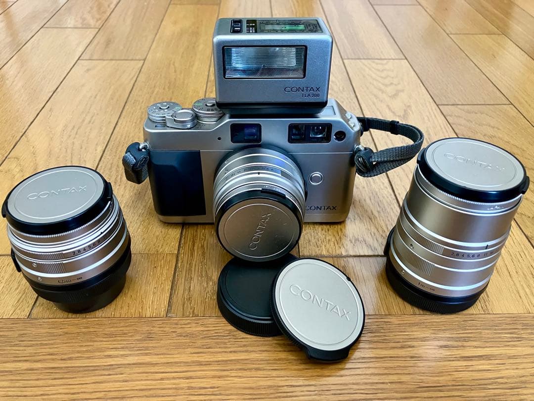 CONTAX G1+レンズ3本（28,45,90mm）+フラッシュTLA200等