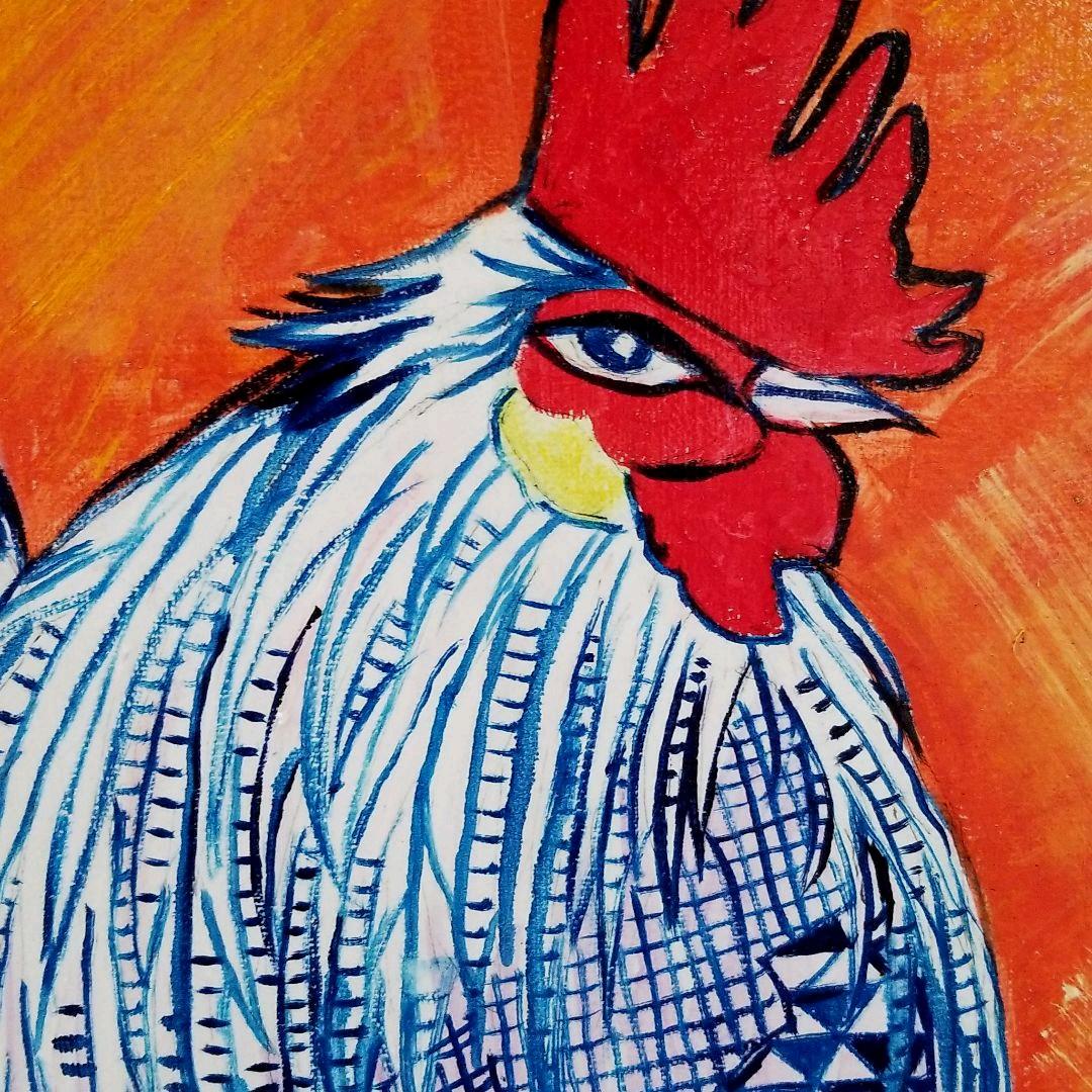 油絵　専用品モダンなめんどり 2
