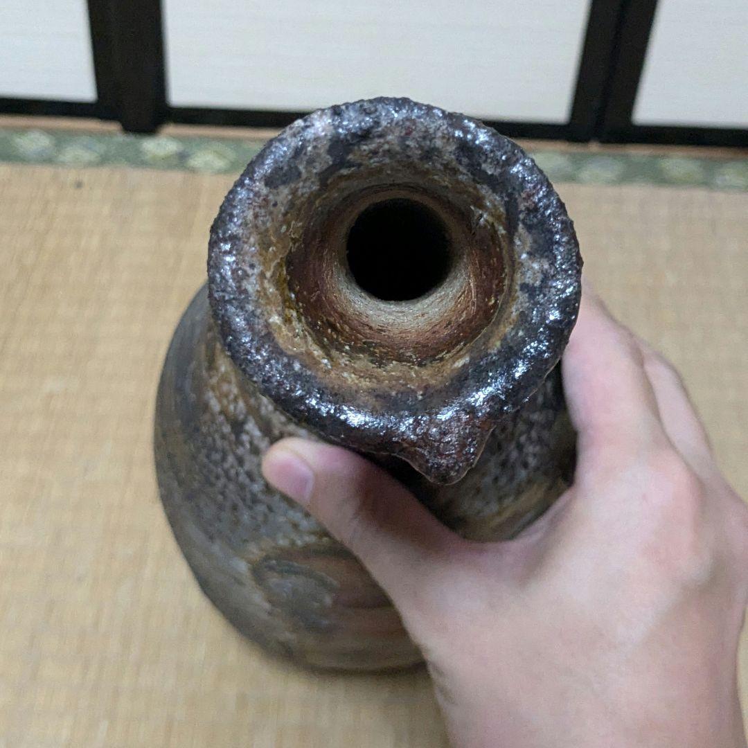 【水漏れあり】今成研二 備前焼 窯変花器 造花用花入 置物 花瓶 インテリア