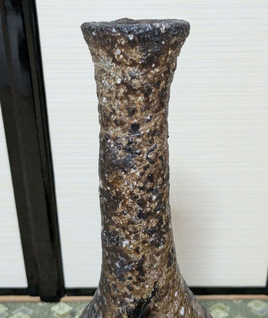 【水漏れあり】今成研二 備前焼 窯変花器 造花用花入 置物 花瓶 インテリア