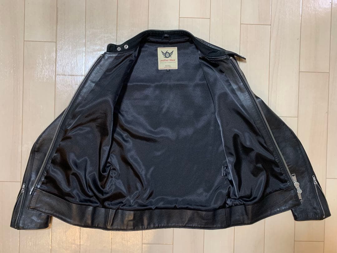 666 LEATHER WEAR シングルライダース レザージャケット 34 黒