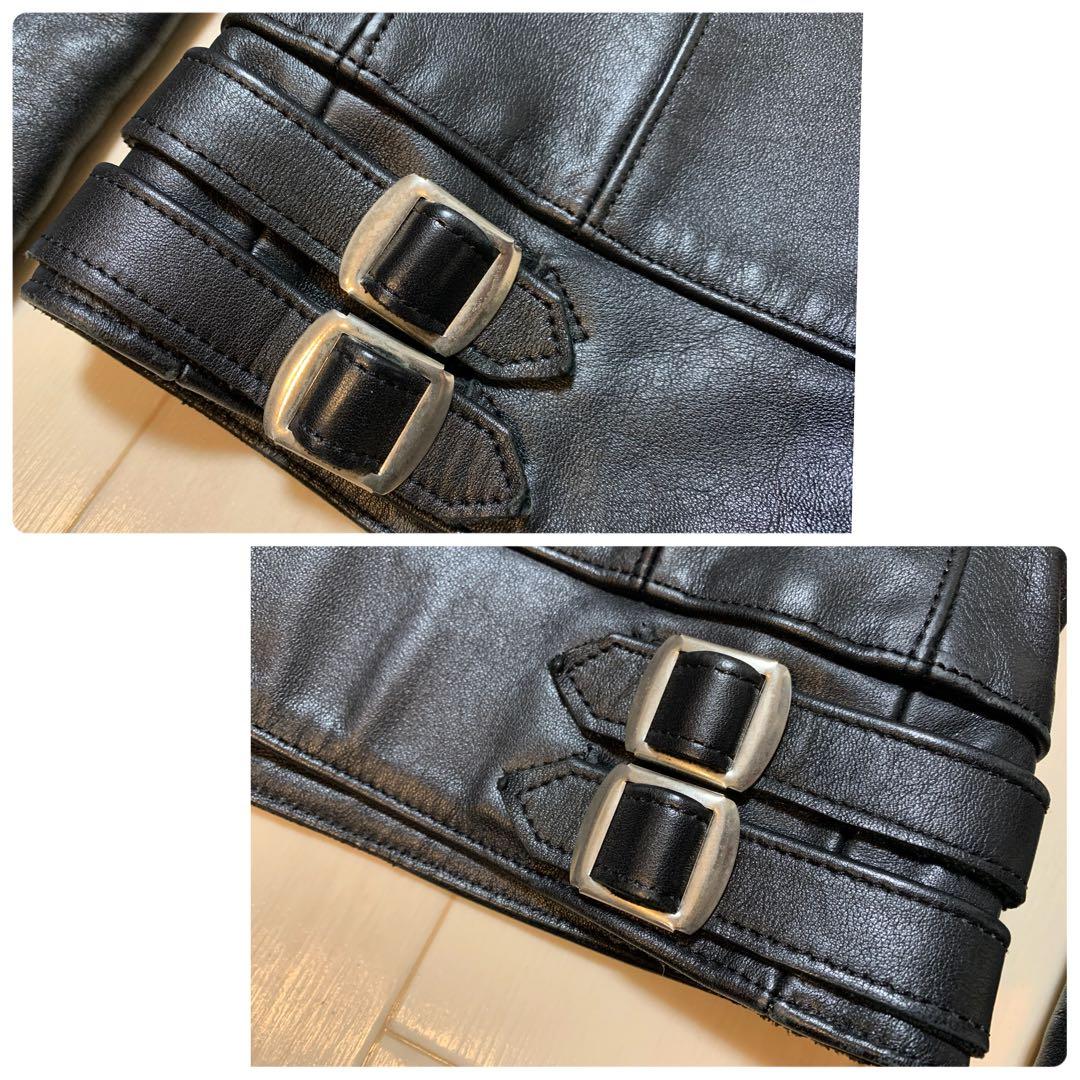 666 LEATHER WEAR シングルライダース レザージャケット 34 黒