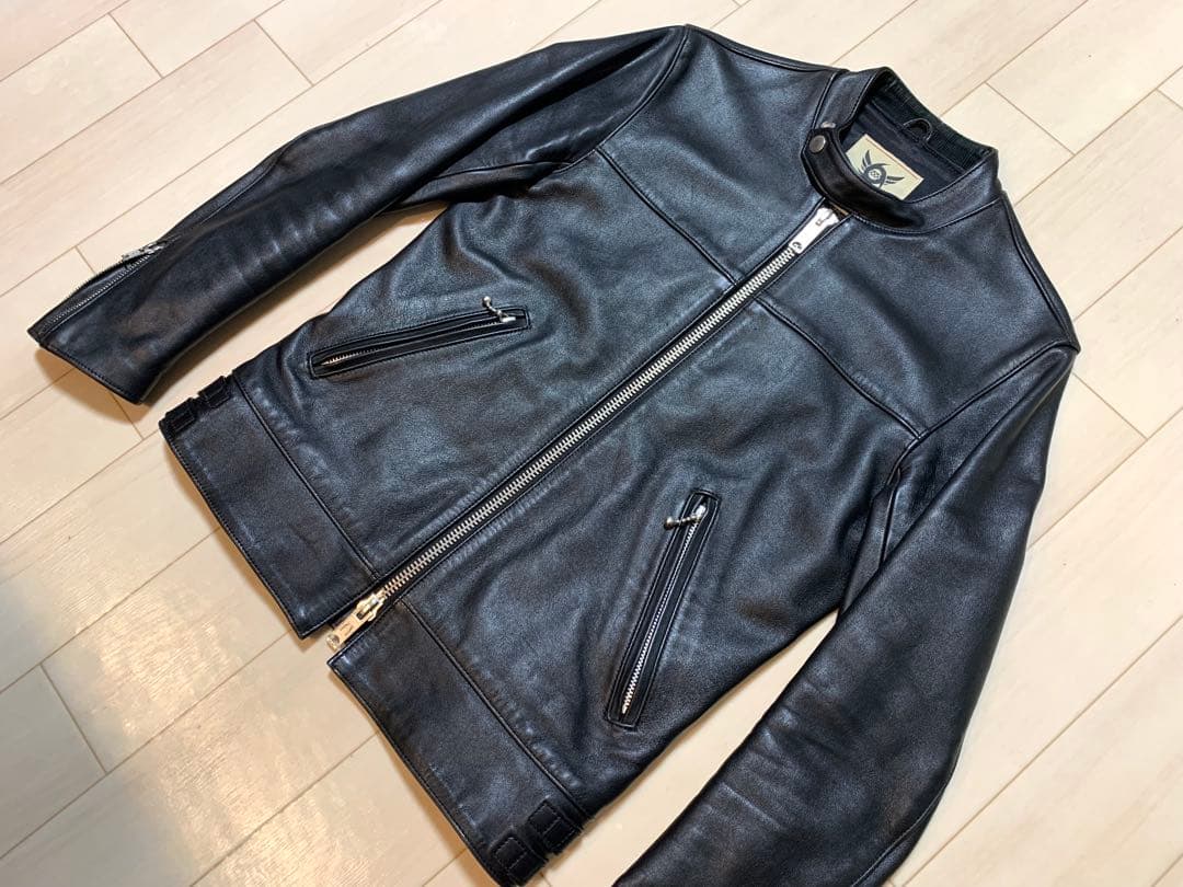 666 LEATHER WEAR シングルライダース レザージャケット 34 黒