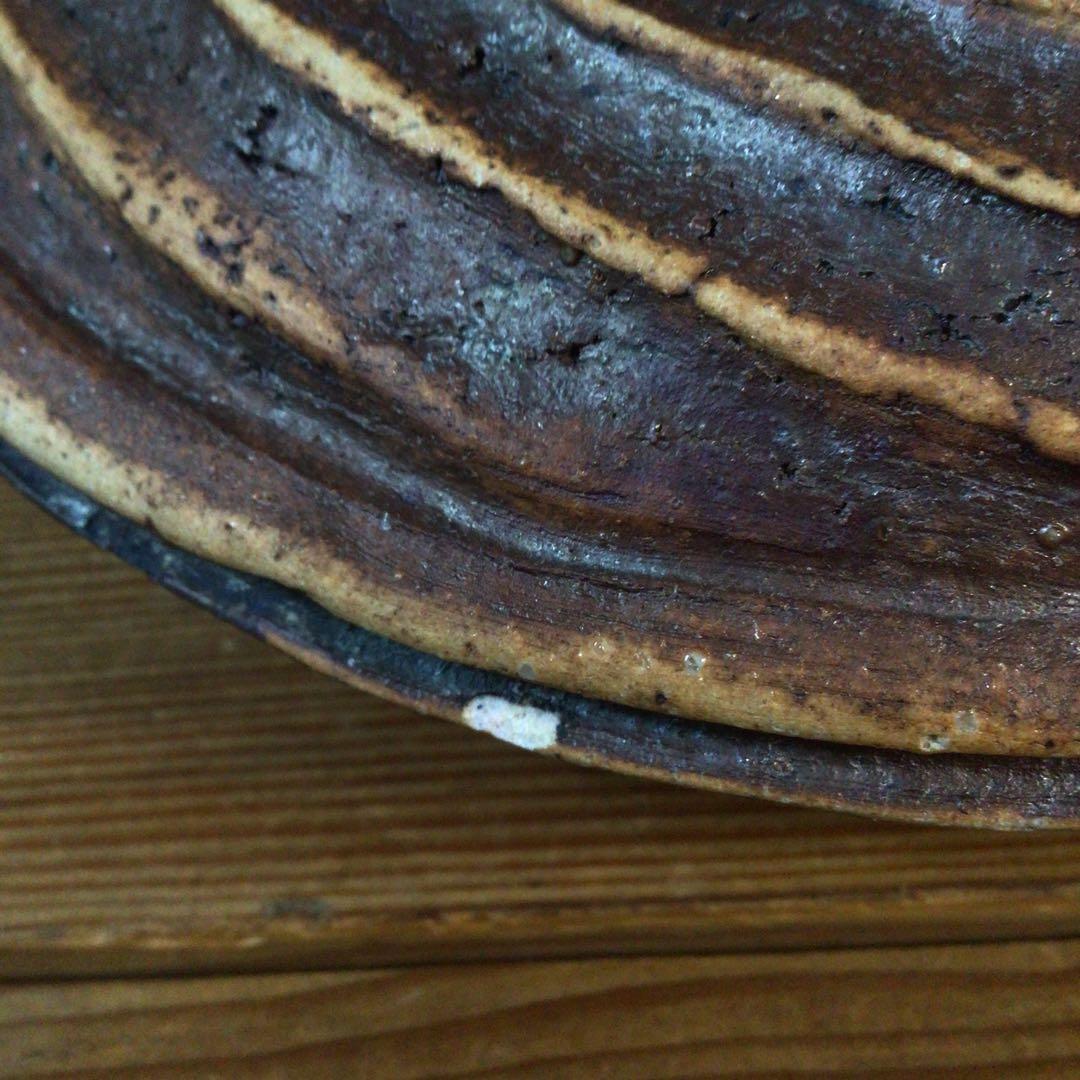 No3660  草文扁壺　陶芸　民藝　陶磁器　一輪挿し　花器　花入　壺　送料無料