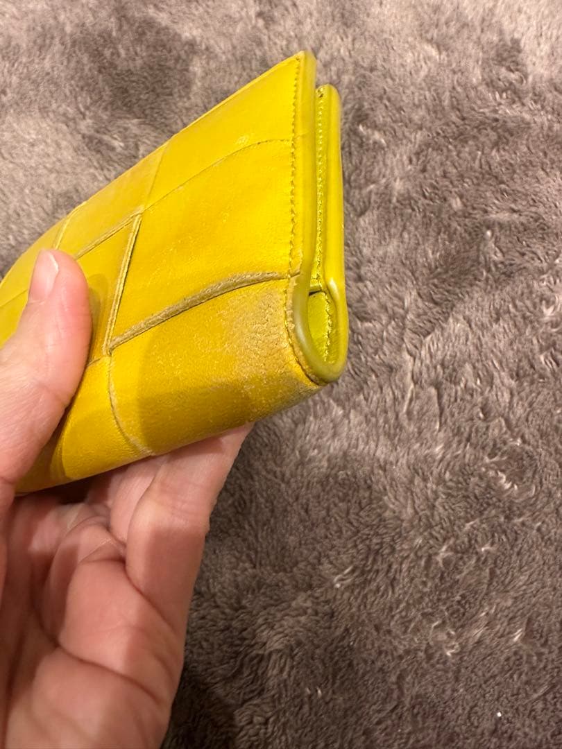 ブ*P様 ボッテガべネタ　イエロー レザー 二つ折り財布 パッチワーク