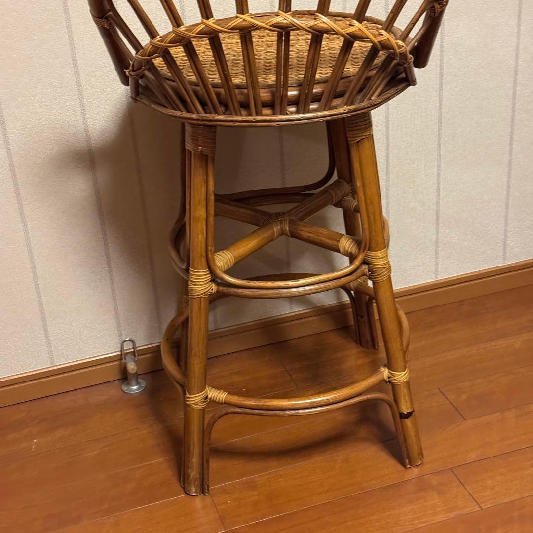 昭和レトロ ラタンチェア 椅子 籐家具 古家具藤 ベントウッドチェアー　スツール