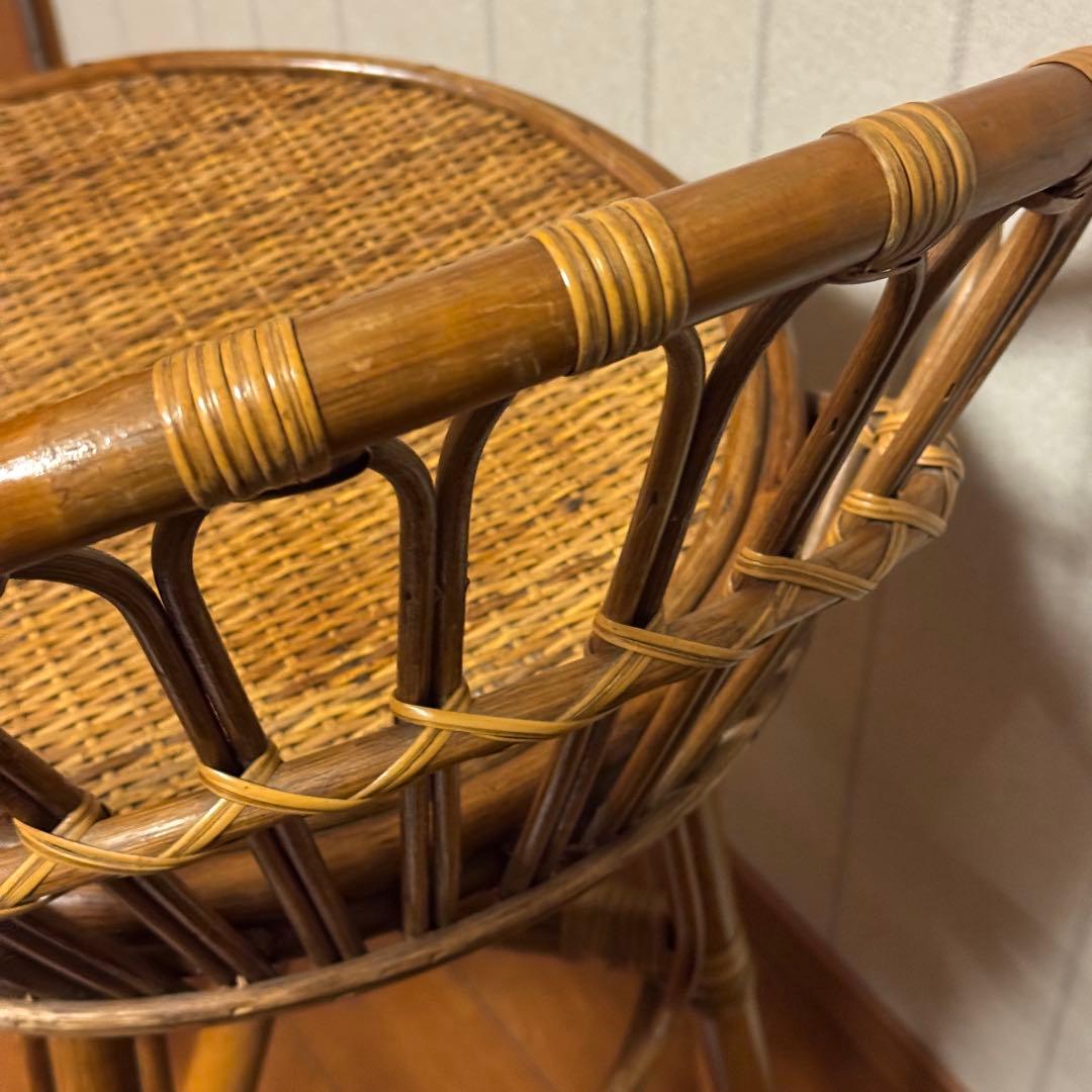 昭和レトロ ラタンチェア 椅子 籐家具 古家具藤 ベントウッドチェアー　スツール
