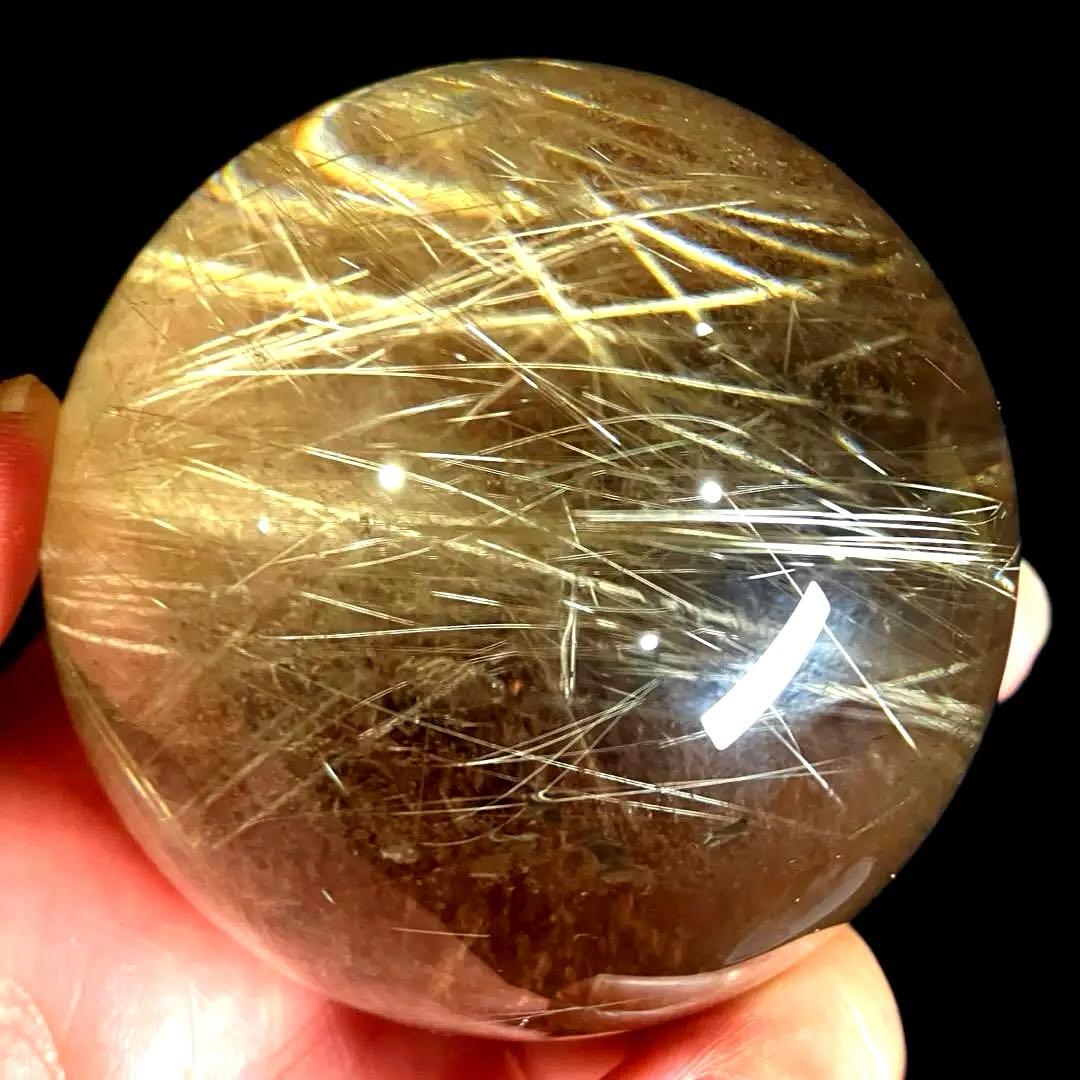 超大玉　62mm ゴールドルチルクォーツ　金針水晶　パワーストーン