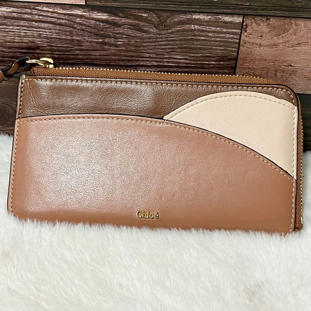 美品 箱付 Chloé L字 ラウンド ファスナー 財布 コンパクト 