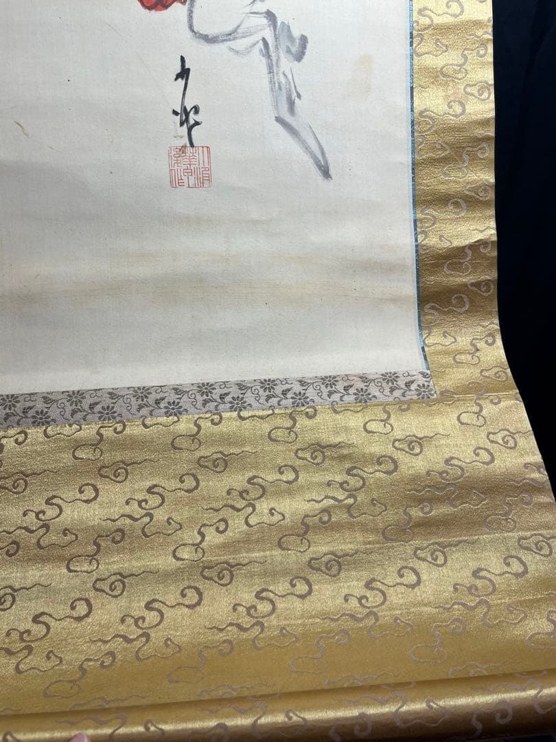 掛軸　巌谷小波　馬画賛　絹本　「神山の馬」俳画　日本画　古画　古美術