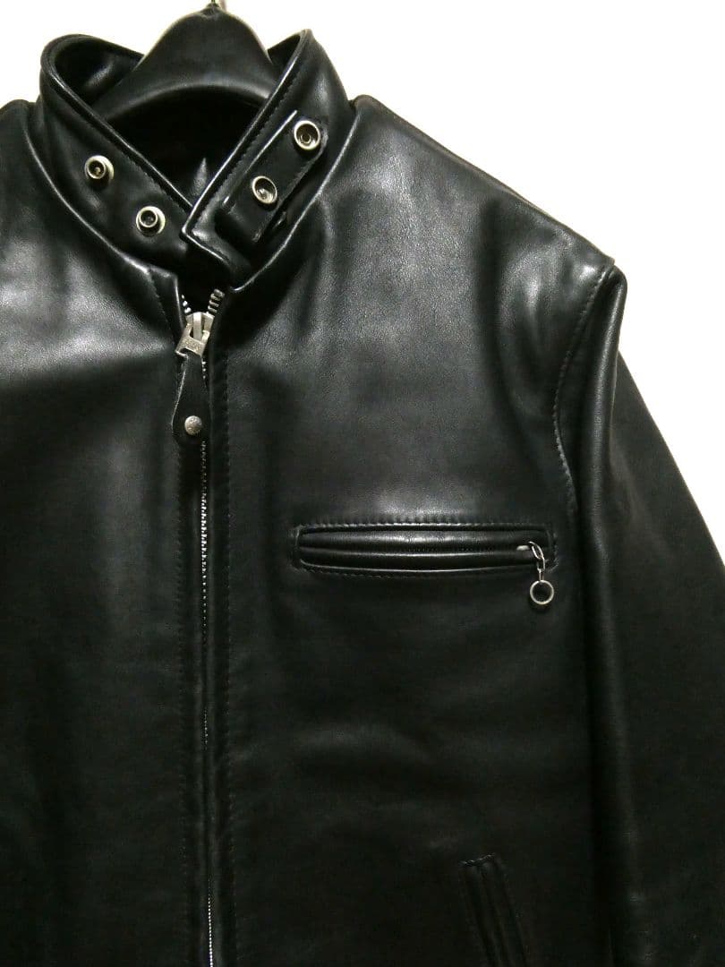 現行モデル！ボアライナー付き完品！ショット641立ち襟シングルライダース38