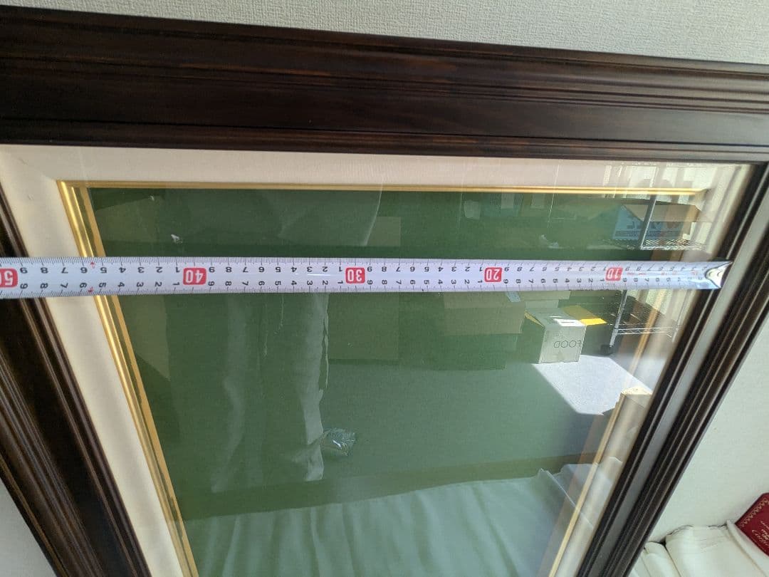 額縁 木製 黒檀 P12 金縁 アクリル付き アンティーク ヴィンテージ