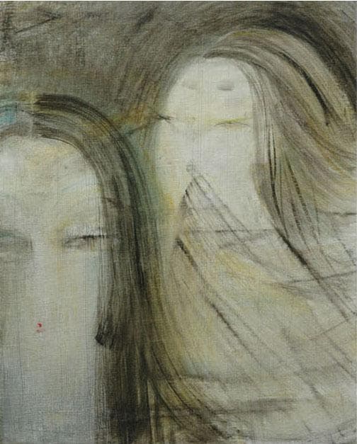 油絵 絵 絵画 インテリア 額付(白) F6-050413 人物 女性像